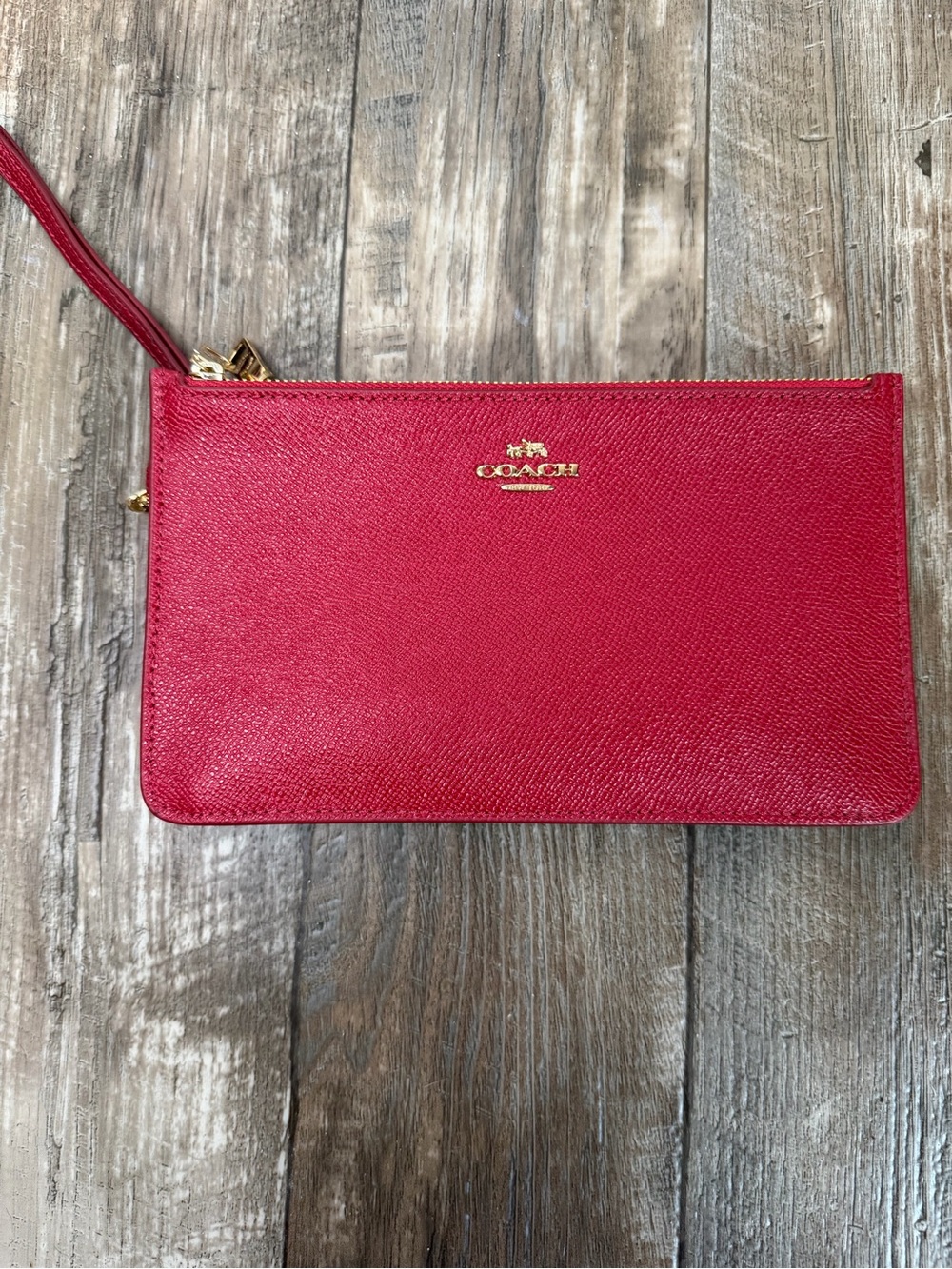 NWT Coach Crosby Clutch Wristlet True Red Crossgrain Leather F12081